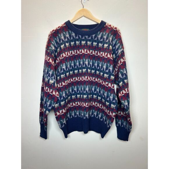 Boston Traders Men's Size Large Blue Wool Knitted Pullover Sweater Long Sleeve - Picture 1 of 4